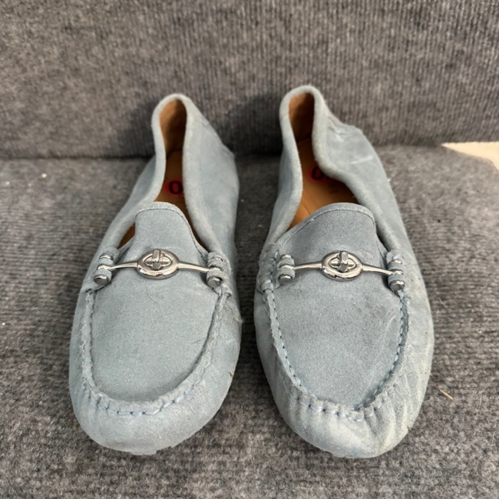 Coach Womens Marley Suede Driving Loafers Light Blue Turnlock Flats Size 10 - Picture 4 of 11